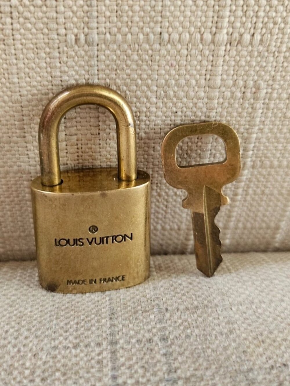 Vintage Louis Vuitton Key Lock Pendant Necklace Gold Tone Padlock Made in France - Picture 3 of 12